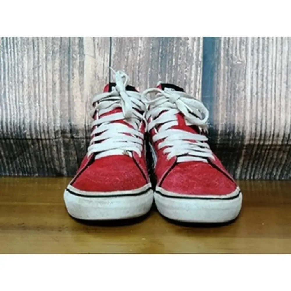 Vans Sk8-Hi Kids High Top Red/Gray Checkerboard‎ Size 3Y